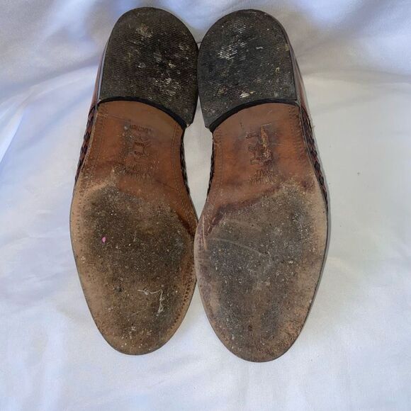 Louis Dell' Olio Men's 7.5W Brown Woven Leather Oxford Dress Shoes - Picture 5 of 5